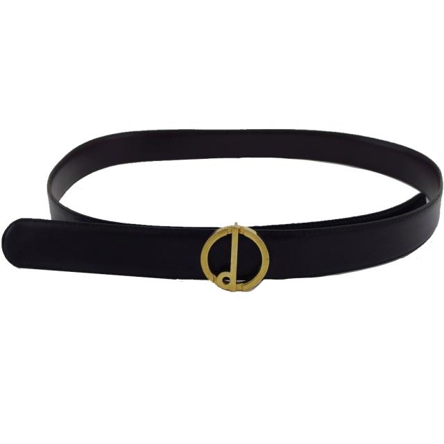 【BIGお買い物ラリー★30%OFFセール中】ダンヒル Dunhill ベルト ブラック×ゴールド レディース 中古