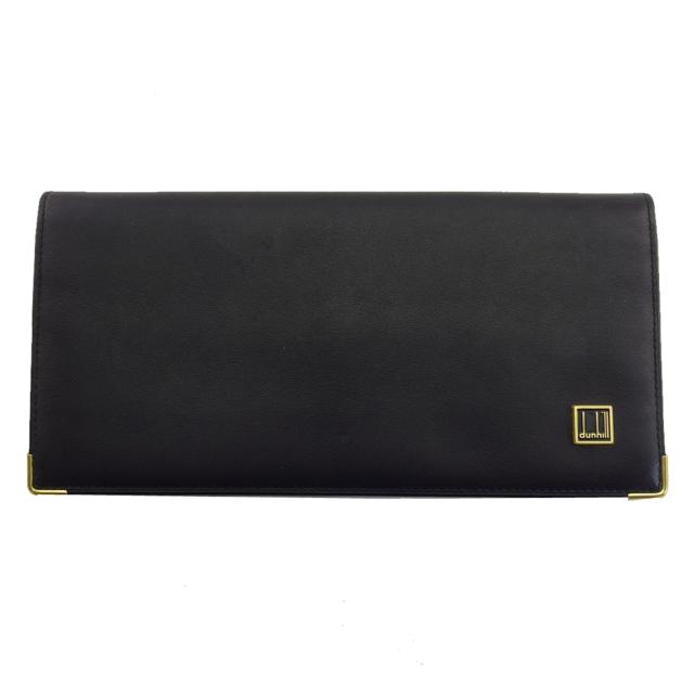 【BIGお買い物ラリー★30%OFFセール中】ダンヒル Dunhill 長財布 ブラック×ゴールド レディース 中古