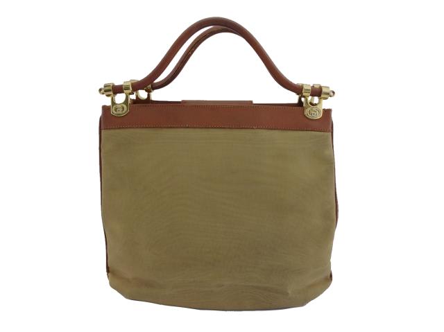 【月末タイムセール】グッチ GUCCI ハンドバッグ ブラウン×ベージュ レディース 中古_1