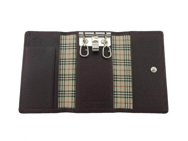 【30％OFF★週末タイムセール】バーバリー BURBERRY キーケース ダークブラウン×ノバチェック×シルバー レディース 中古_4
