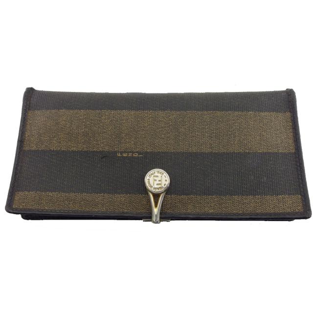 【X'masセール★30%OFF】フェンディ FENDI 長財布ペカン ブラック×ベージュ×ゴールド レディース 中古