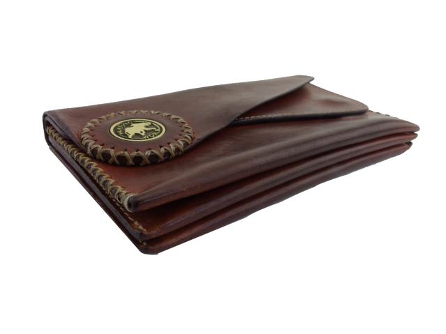 【週末タイムセール】ハンティングワールド HUNTING WORLD 長財布 AMERICAN SPIRITS COLLECTION ブラウン×ゴールド レディース 中古_2