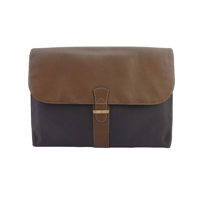 【BIGお買い物ラリー★30%OFFセール中】ダンヒル Dunhill ビジネスバッグヘリンボーン グレー 灰色 ブラウン レディース 中古