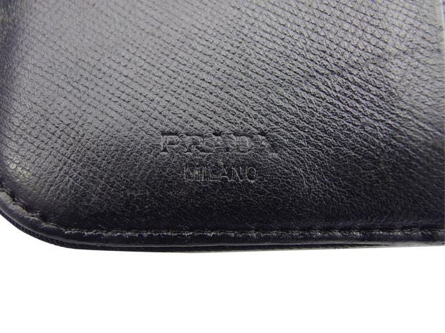 【週末タイムセール】プラダ PRADA 二つ折り財布トライアングルロゴ ブラック レディース 中古_9