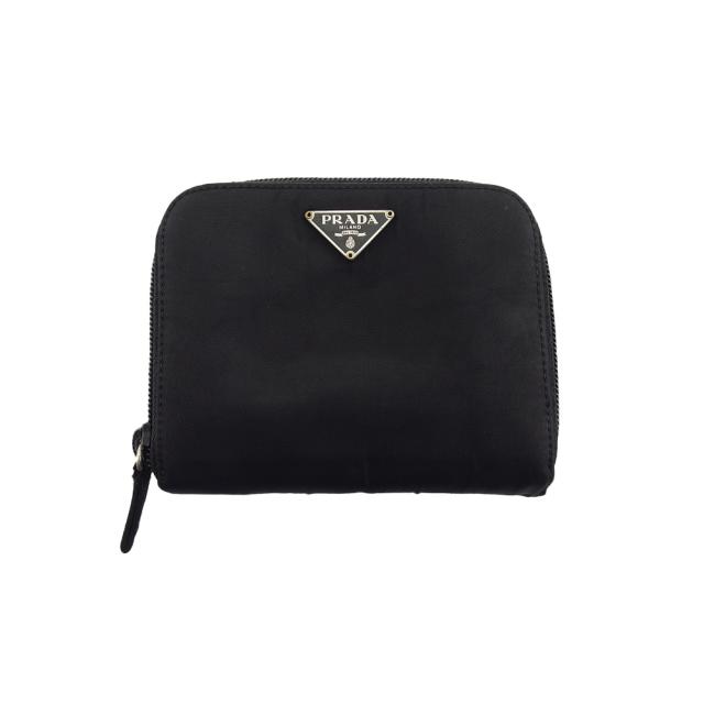 【週末タイムセール】プラダ PRADA 二つ折り財布トライアングルロゴ ブラック レディース 中古_10