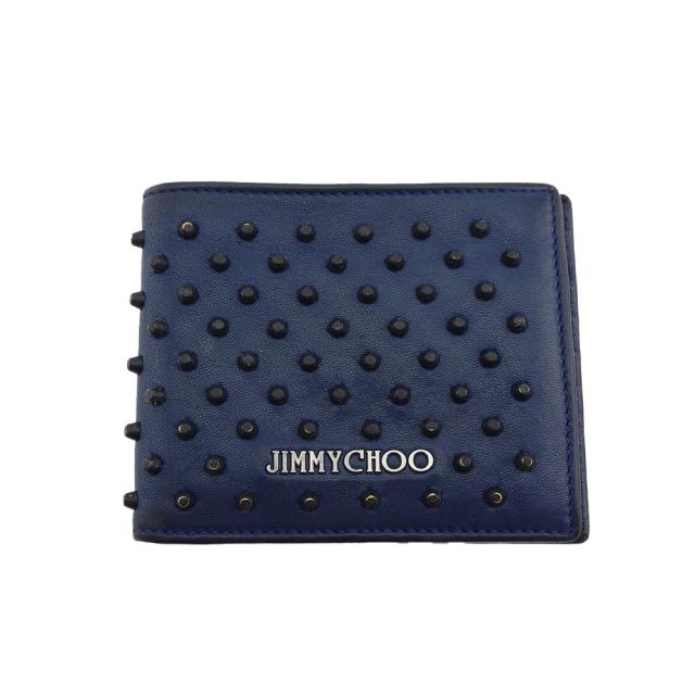 【BIGお買い物ラリー★30%OFFセール中】ジミーチュウ JIMMY CHOO 札入れスタッズ ネイビー ブラック レディース 中古
