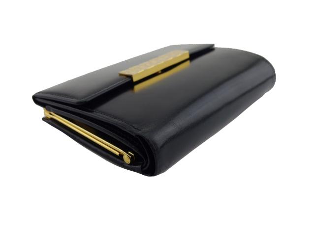 【GWタイムセール】ジバンシィ GIVENCHY 二つ折り財布ロゴプレート ブラック グリーン レディース 中古_2