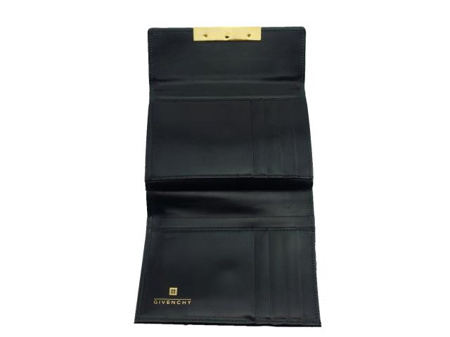ジバンシィ GIVENCHY 二つ折り財布ロゴプレート ブラック グリーン