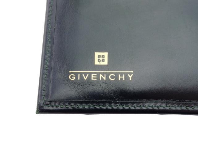 【GWタイムセール】ジバンシィ GIVENCHY 二つ折り財布ロゴプレート ブラック グリーン レディース 中古_9