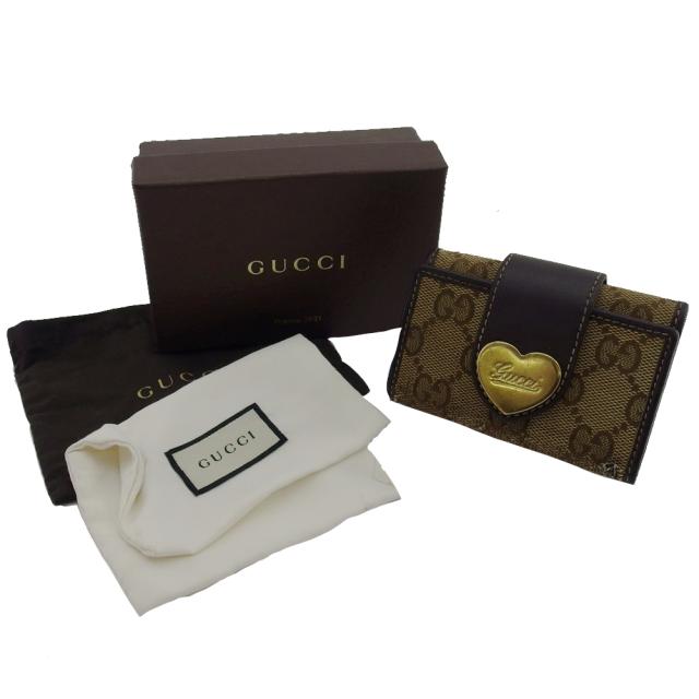 【BIGお買い物ラリー★30%OFFセール中】グッチ GUCCI キーケースGGキャンバス ラブリーハート ベージュ ブラウン レディース 中古