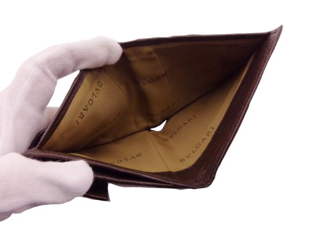 ブルガリ BVLGARI 二つ折り財布 ダークブラウン×ゴールド レディース 中古_6