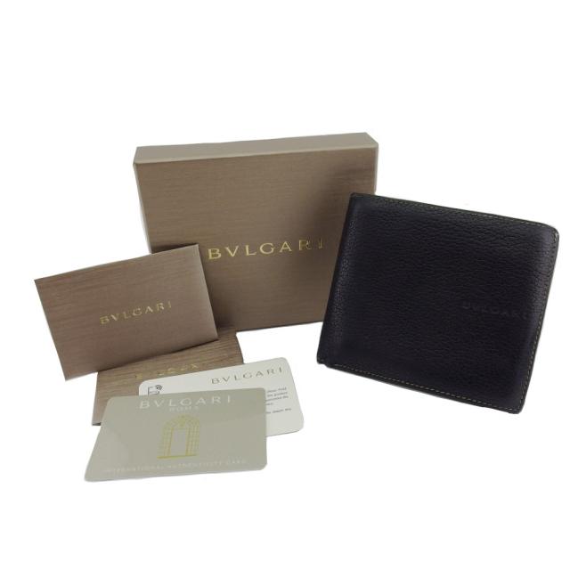 【BIGお買い物ラリー★30%OFFセール中】ブルガリ BVLGARI 二つ折り財布 ブラック レディース 中古