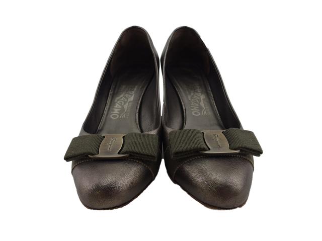 【GWタイムセール】サルヴァトーレフェラガモ Salvatore Ferragamo パンプスヴァラリボン ♯6D ラウンドトゥ ブロンズ レディース 中古_5