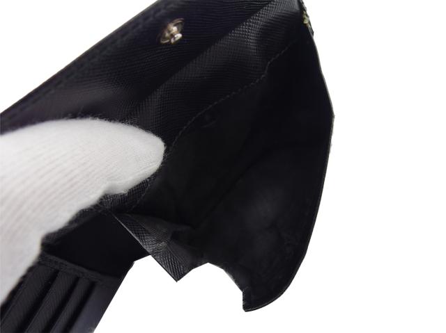 プラダ PRADA 二つ折り財布ロゴ ブラック レディース 中古_7