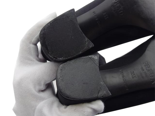 【週末タイムセール】プラダ PRADA ブーツロングブーツ ♯35ハーフ スクエアトゥ ブラック レディース 中古_6