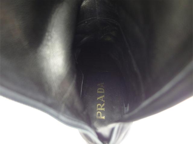 【週末タイムセール】プラダ PRADA ブーツロングブーツ ♯35ハーフ スクエアトゥ ブラック レディース 中古_9