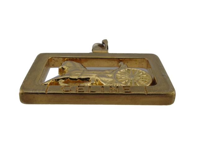 【BIGお買い物ラリー★30%OFFセール中】セリーヌ CELINE キーリングホースキャリッジ オールドセリーヌ ゴールド レディース 中古 BIGお買い物ラリー☆20％OFFセール中】セリーヌ CELINE キーリング