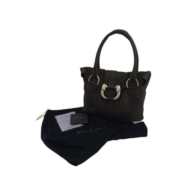 【BIGお買い物ラリー★30%OFFセール中】ブルガリ BVLGARI ハンドバッグレオーニ グレー 灰色 ブラウン レディース 中古