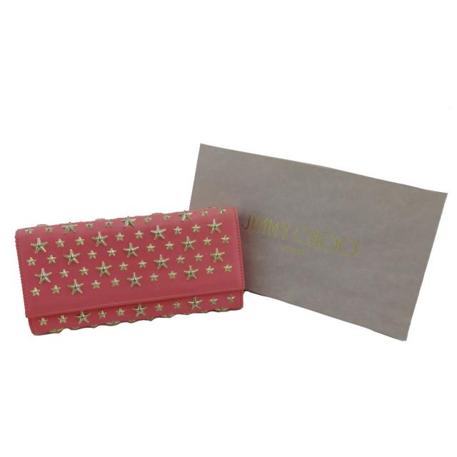 【BIGお買い物ラリー★30%OFFセール中】ジミーチュウ JIMMY CHOO クラッチバッグ スタースタッズ ピンク×ゴールド レディース 中古