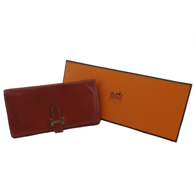 【BIGお買い物ラリー★30%OFFセール中】エルメス HERMES 長財布 ベアン ブラック×ゴールド レディース 中古