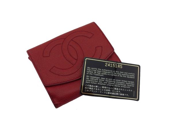 【GWタイムセール】シャネル CHANEL 二つ折り財布ココマーク オールドシャネル レッド レディース 中古_9
