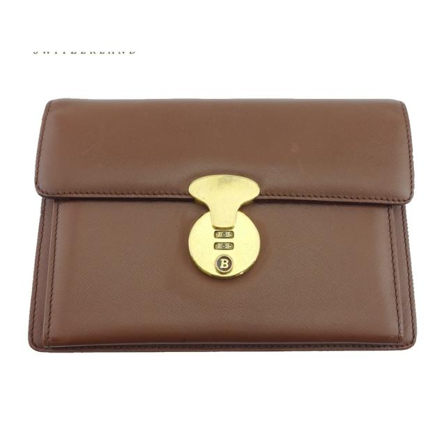 【X'masセール★30%OFF】バリー BALLY クラッチバッグBマーク ブラウン レディース 中古