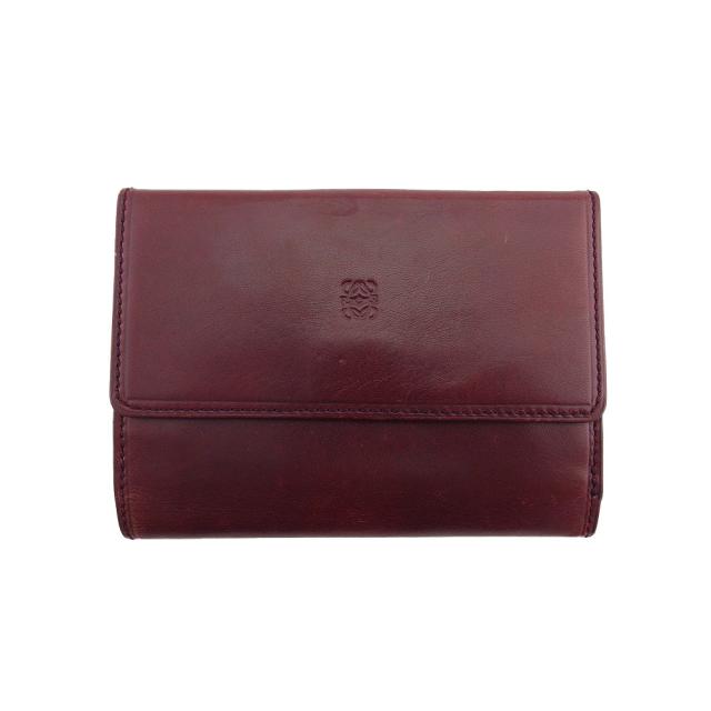 【BIGお買い物ラリー★30%OFFセール中】ロエベ LOEWE 二つ折り財布アナグラム ボルドー レディース 中古