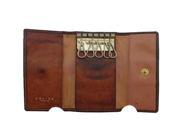 【30％OFF★週末タイムSALE】セリーヌ CELINE キーケースマカダム ブラウン ベージュ レディース 中古_4