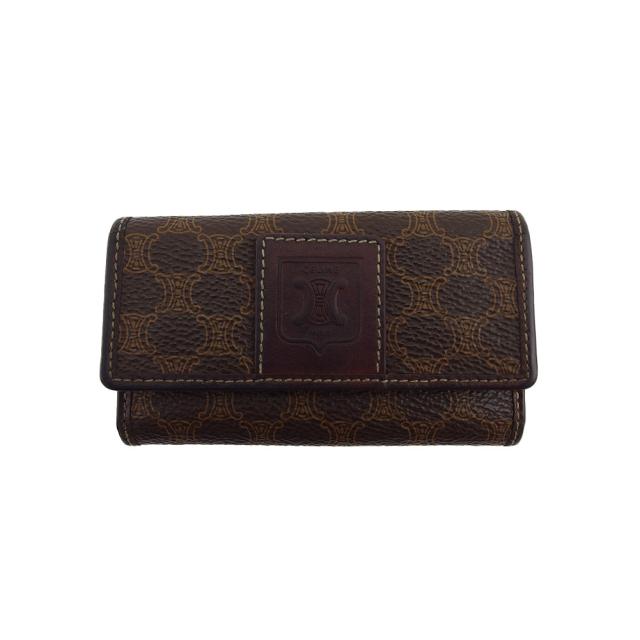 【X'masセール★30%OFF】セリーヌ CELINE キーケースマカダム ブラウン ベージュ レディース 中古