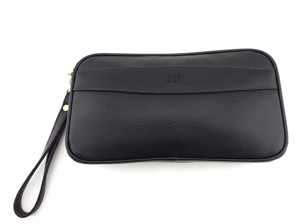 【週末タイムセール】ダンヒル Dunhill クラッチバッグ ブラック×ゴールド レディース 中古_1