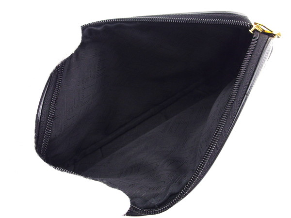 【週末タイムセール】ダンヒル Dunhill クラッチバッグ ブラック×ゴールド レディース 中古_7