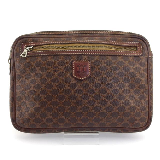 【X'masセール★30%OFF】セリーヌ CELINE クラッチバッグマカダム ブラウン ベージュ レディース 中古