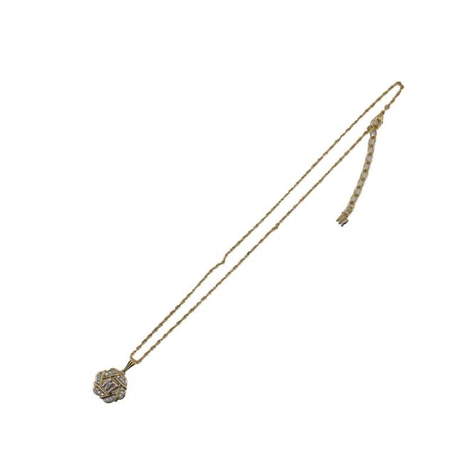 【30％OFF★週末タイムセール】ニナリッチ NINA RICCI ネックレスNRマーク ラインストーン付き ゴールド シルバー レディース 中古