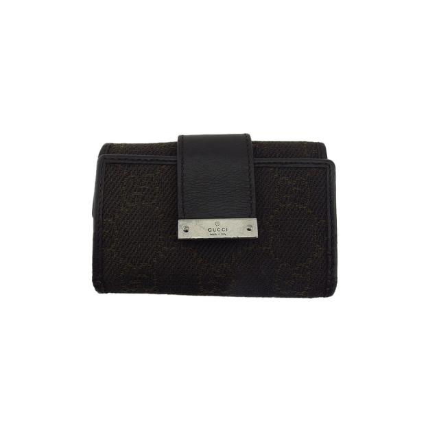 【BIGお買い物ラリー★30%OFFセール中】グッチ GUCCI キーケースGGキャンバス ブラック レディース 中古