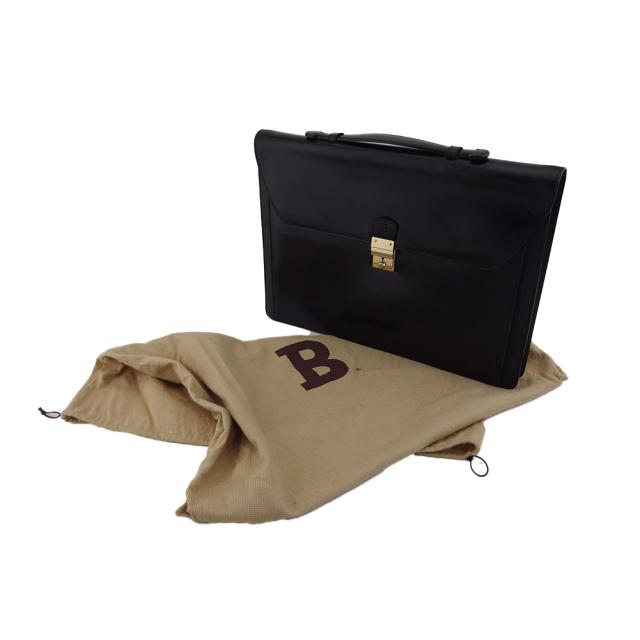 【週末タイムセール】バリー BALLY ビジネスバッグBマーク ブラック レディース 中古_9