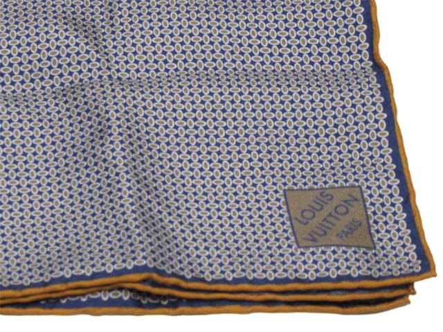 【30％OFF★週末タイムSALE】ルイ・ヴィトン LOUIS VUITTON ハンカチ総柄 ネイビー カーキ ブラウン系 レディース 中古_1