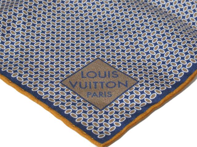 【30％OFF★週末タイムSALE】ルイ・ヴィトン LOUIS VUITTON ハンカチ総柄 ネイビー カーキ ブラウン系 レディース 中古_5