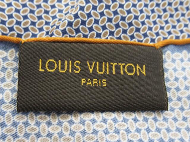 【30％OFF★週末タイムSALE】ルイ・ヴィトン LOUIS VUITTON ハンカチ総柄 ネイビー カーキ ブラウン系 レディース 中古_6
