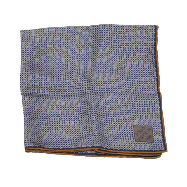 【30％OFF★週末タイムSALE】ルイ・ヴィトン LOUIS VUITTON ハンカチ総柄 ネイビー カーキ ブラウン系 レディース 中古_8