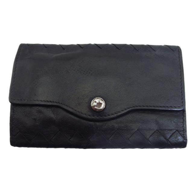 【X'masセール★30%OFF】ボッテガヴェネタ BOTTEGAVENETA キーケースイントレチャート ブラック レディース 中古