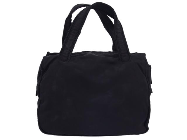 プラダ PRADA ハンドバッグビーズロゴ ブラック レディース 中古_1