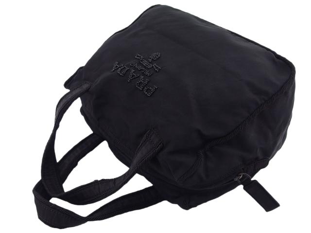 プラダ PRADA ハンドバッグビーズロゴ ブラック レディース 中古_2