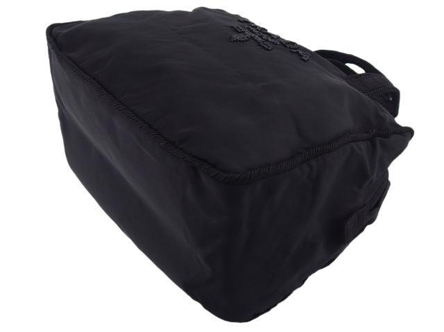 プラダ PRADA ハンドバッグビーズロゴ ブラック レディース 中古_3