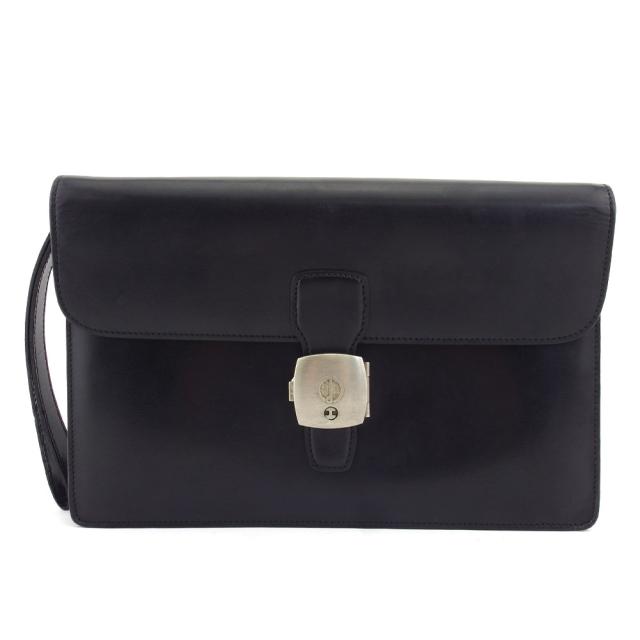 【BIGお買い物ラリー★30%OFFセール中】ダンヒル Dunhill クラッチバッグdマーク ブラック レディース 中古