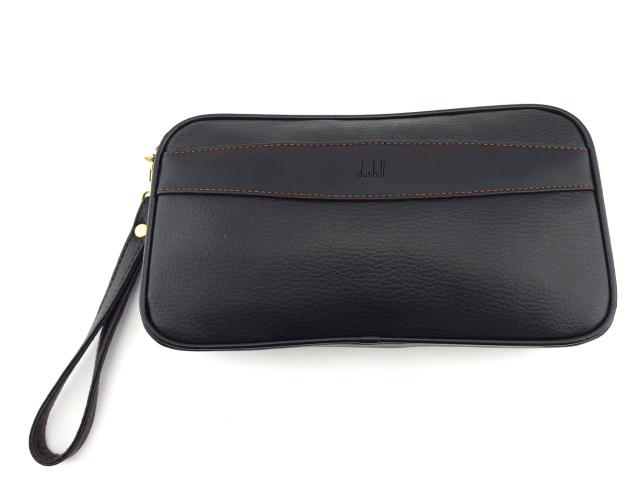 【週末タイムセール】ダンヒル Dunhill クラッチバッグ ブラック×ゴールド レディース 中古_9