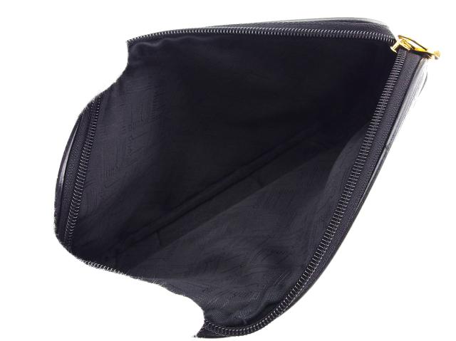 【週末タイムセール】ダンヒル Dunhill クラッチバッグ ブラック×ゴールド レディース 中古_15