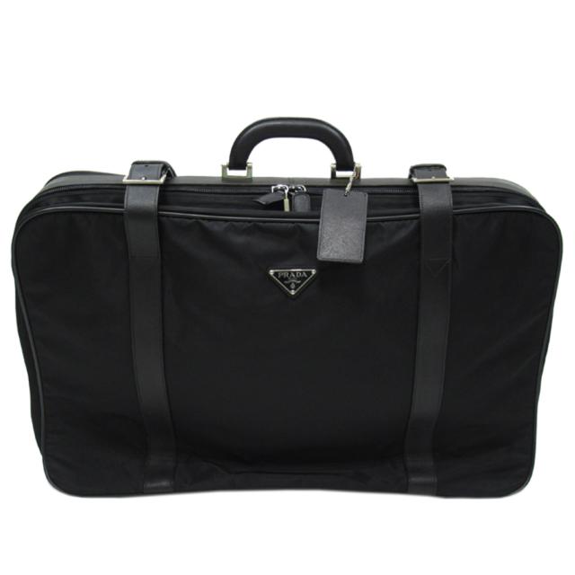 【BIGお買い物ラリー★30%OFFセール中】プラダ PRADA ボストンバッグトライアングルロゴ ブラック レディース 中古