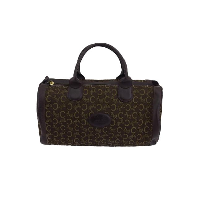 セリーヌ CELINE ボストンバッグ Cマカダム オールドセリーヌ ブラウン ベージュ レディース 中古