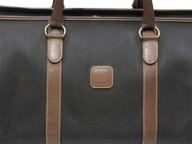 ダンヒル Dunhill ボストンバッグヘリンボーン グレー 灰色 ブラウン レディース 中古_4