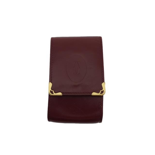 【週末タイムセール】カルティエ CARTIER シガレットケース マストライン ボルドー×ゴールド レディース 中古